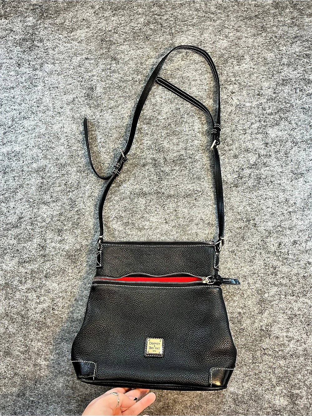 Dooney & Bourke Pebble Grain Small Zip Crossbody Black Bag